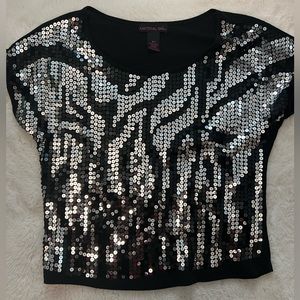 🦓 Material Girl Zebra Sequin Top 🦓